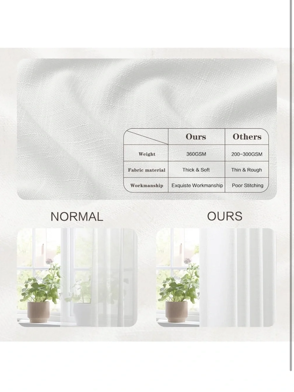 White 90 Inch Curtains Pinch Pleated Linen Curtain